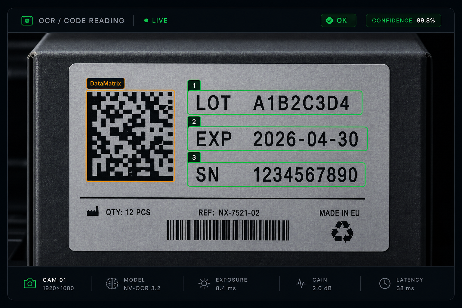 OCR a DataMatrix kontrola